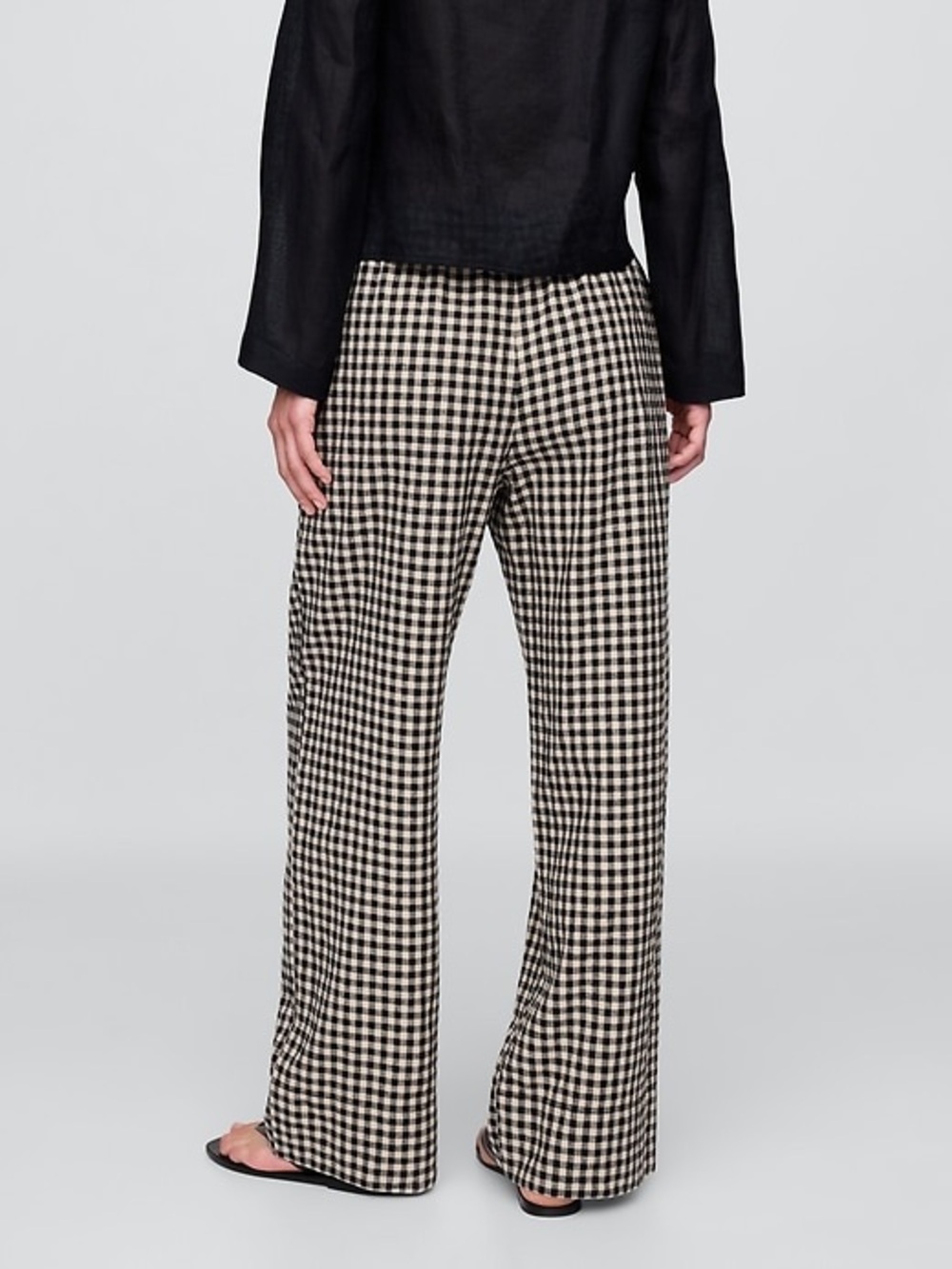 GAP Black & Cream Gingham Wide-Leg Pants